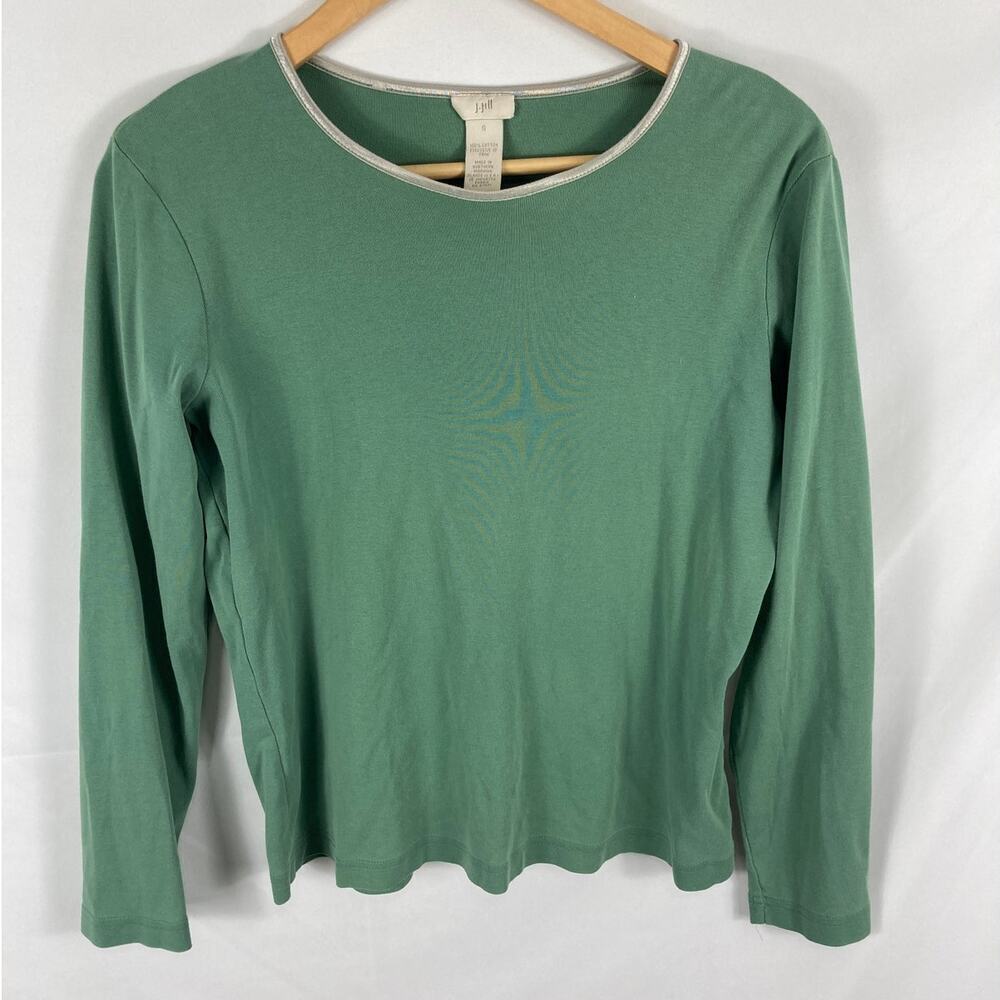 J Jill Green Long Sleeve Cotton Tshirt Size Small
